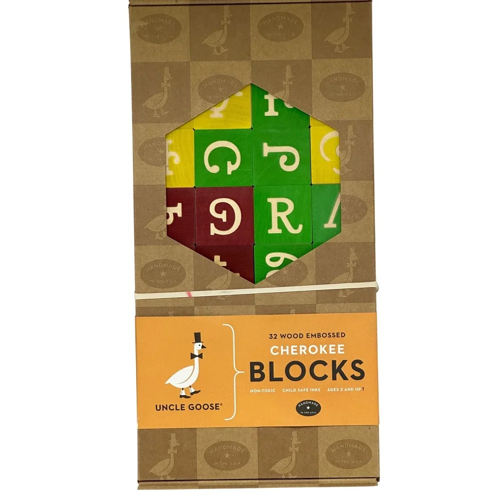 Uncle Goose Cherokee Blocks Multicolor Syllabary Wood Embossed Handmade USA New